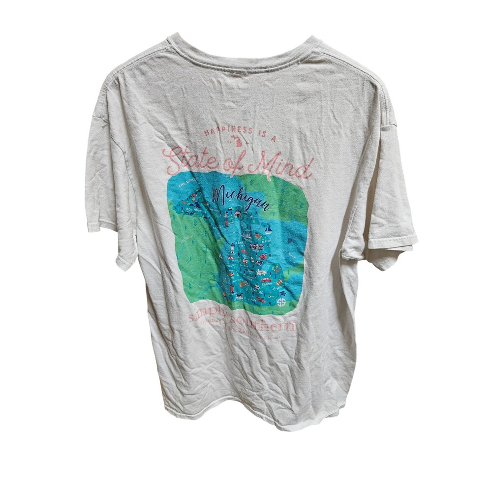 Simply Southern Michigan‎ State Of Mind Graphic Print White T-Shirt - Picture 3 of 3